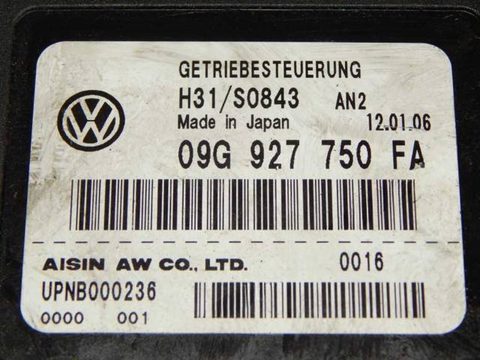 Блок управления АКПП Volkswagen Golf, 2006 г., OEM 09G927750FA, арт. 34781