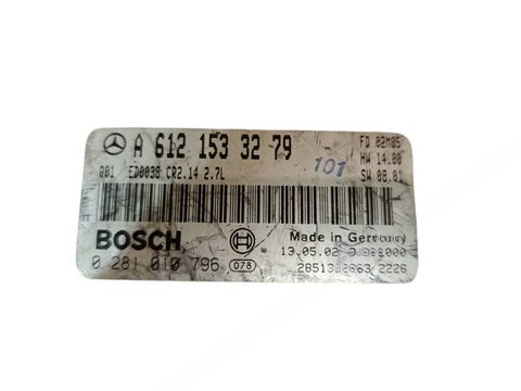 Блок управления двигателем Mercedes ML W163, 2003 г., OEM 0281010796, арт. 71355137, фото 3