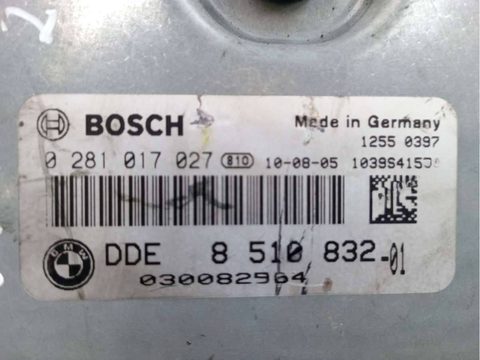 Блок управления двигателем BMW 3 E90/E91/E92/E93, 2010 г., OEM 0281017027, арт. 86006909