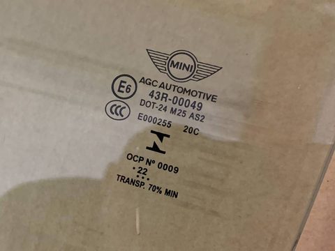 Стекло двери передней левой Mini Cabrio, 2020 г., OEM 51337296447, арт. 15581_2