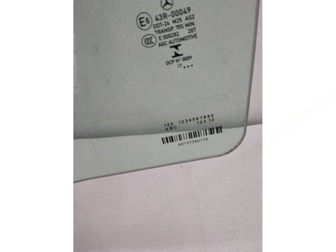 Стекло двери задней левой Mercedes E W213, 2019 г., OEM A2137350110, арт. 13811, фото 2
