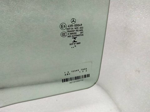 Стекло двери задней левой Mercedes E W213, 2019 г., OEM A2137350110, арт. 21752, фото 2