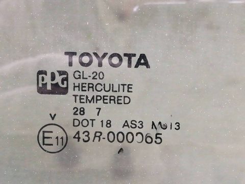 Стекло двери задней левой Toyota Sienna, 2007 г., OEM 43R000265, арт. 304804, фото 3