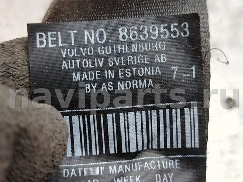 Ремень безопасности задний правый Volvo V50, OEM 8639553, арт. 194410, фото 5